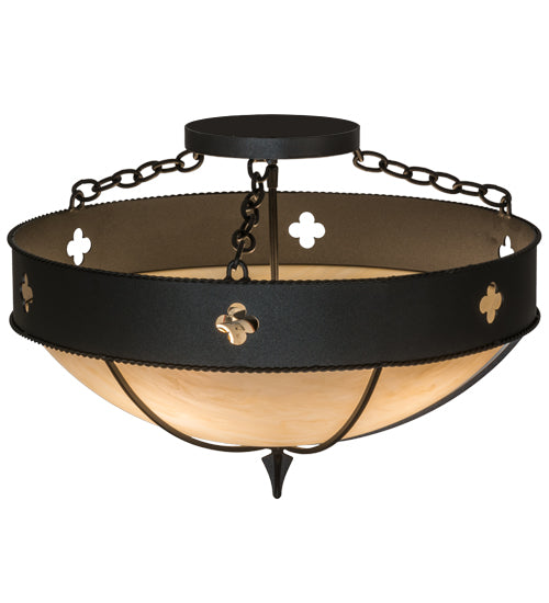 Meyda Lighting Sabrina 24" 4-Light Textured Black Semi-flush Mount Light With Beige Sahara Taupe Idalight Shade Glass