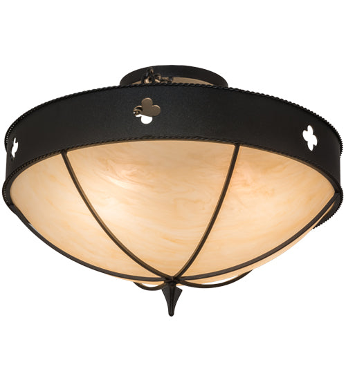 Meyda Lighting Sabrina 24" 4-Light Textured Black Semi-flush Mount Light With Beige Sahara Taupe Idalight Shade Glass