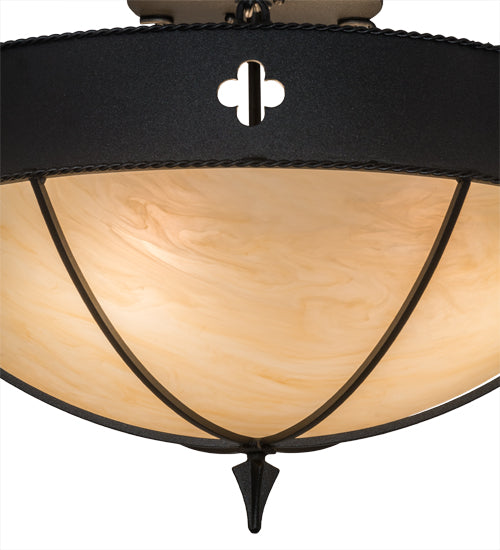 Meyda Lighting Sabrina 24" 4-Light Textured Black Semi-flush Mount Light With Beige Sahara Taupe Idalight Shade Glass