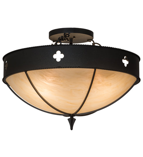 Meyda Lighting Sabrina 24" 4-Light Textured Black Semi-flush Mount Light With Beige Sahara Taupe Idalight Shade Glass