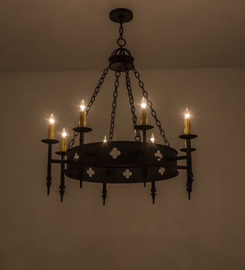 Meyda Lighting Sabrina 38" 8-Light Black Chandelier With Ivory Faux Candlelight