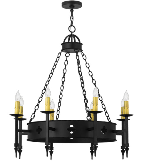 Meyda Lighting Sabrina 38" 8-Light Black Chandelier With Ivory Faux Candlelight