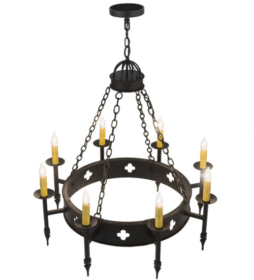 Meyda Lighting Sabrina 38" 8-Light Black Chandelier With Ivory Faux Candlelight