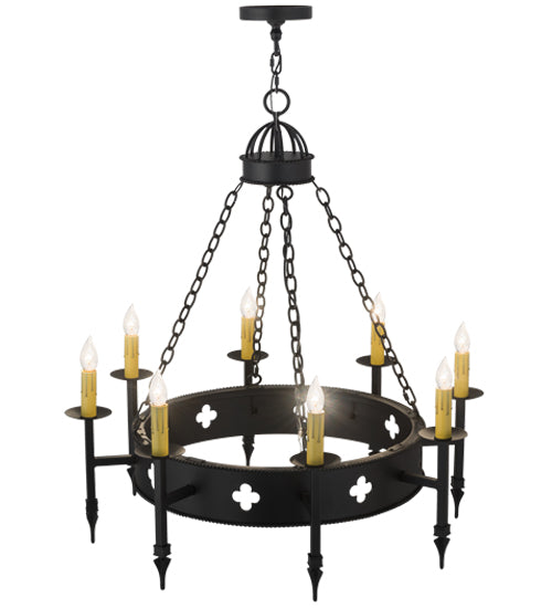 Meyda Lighting Sabrina 38" 8-Light Black Chandelier With Ivory Faux Candlelight