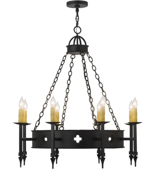 Meyda Lighting Sabrina 38" 8-Light Black Chandelier With Ivory Faux Candlelight