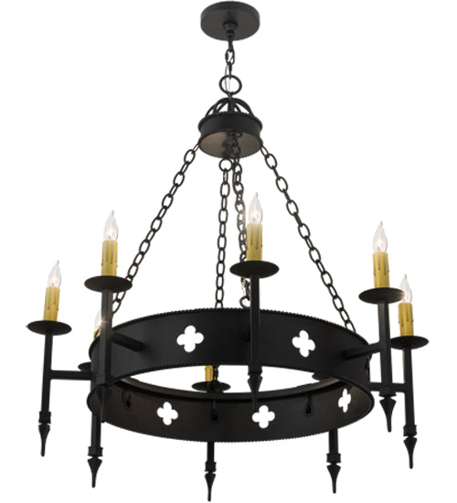 Meyda Lighting Sabrina 38" 8-Light Black Chandelier With Ivory Faux Candlelight