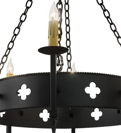 Meyda Lighting Sabrina 38" 8-Light Black Chandelier With Ivory Faux Candlelight