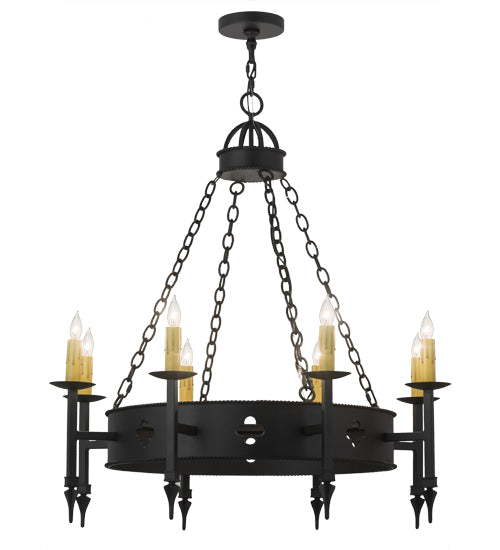Meyda Lighting Sabrina 38" 8-Light Black Chandelier With Ivory Faux Candlelight