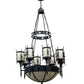 Meyda Lighting Sabrina 48" 12-Light Black Textured Chandelier With Beige Sahara Taupe Idalight Shade Glass