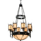 Meyda Lighting Sabrina 48" 12-Light Black Textured Chandelier With Beige Sahara Taupe Idalight Shade Glass