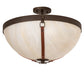 Meyda Lighting Saddle Strap 22" 3-Light Tyler Bronze Semi-flush Mount Light With Sahara Taupe Idalight Shade
