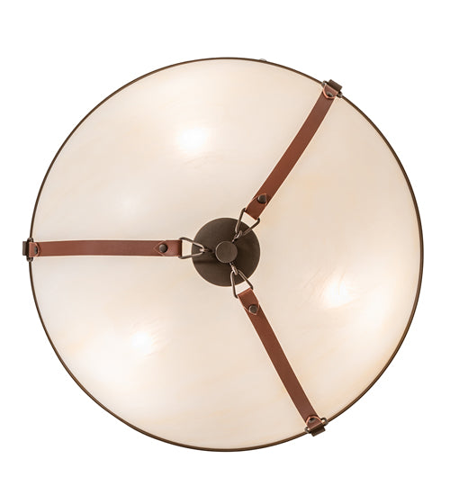Meyda Lighting Saddle Strap 22" 3-Light Tyler Bronze Semi-flush Mount Light With Sahara Taupe Idalight Shade