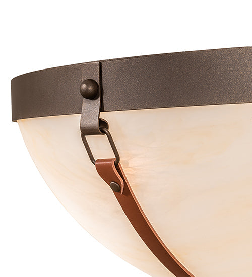 Meyda Lighting Saddle Strap 22" 3-Light Tyler Bronze Semi-flush Mount Light With Sahara Taupe Idalight Shade