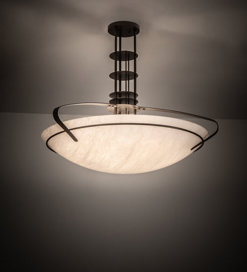 Meyda Lighting Sadie 40" 6-Light Bronze Inverted Pendant Light With Whitestone Idalight Shade