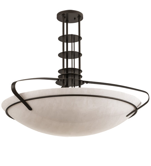 Meyda Lighting Sadie 40" 6-Light Bronze Inverted Pendant Light With Whitestone Idalight Shade