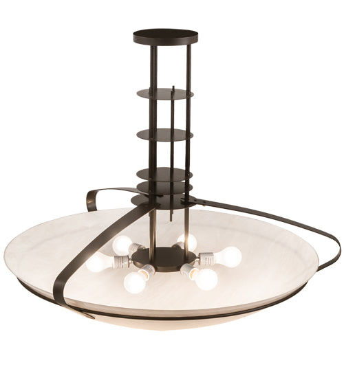 Meyda Lighting Sadie 40" 6-Light Bronze Inverted Pendant Light With Whitestone Idalight Shade