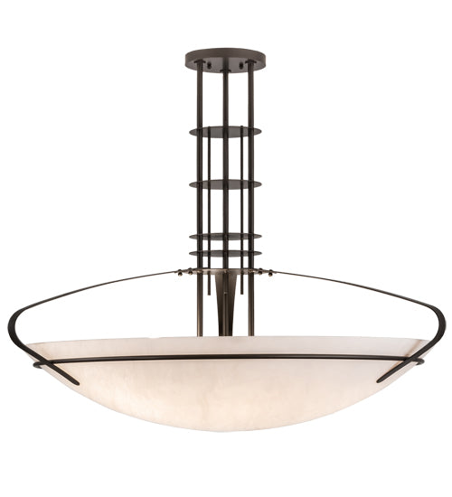Meyda Lighting Sadie 40" 6-Light Bronze Inverted Pendant Light With Whitestone Idalight Shade