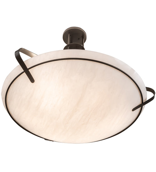 Meyda Lighting Sadie 40" 6-Light Bronze Inverted Pendant Light With Whitestone Idalight Shade