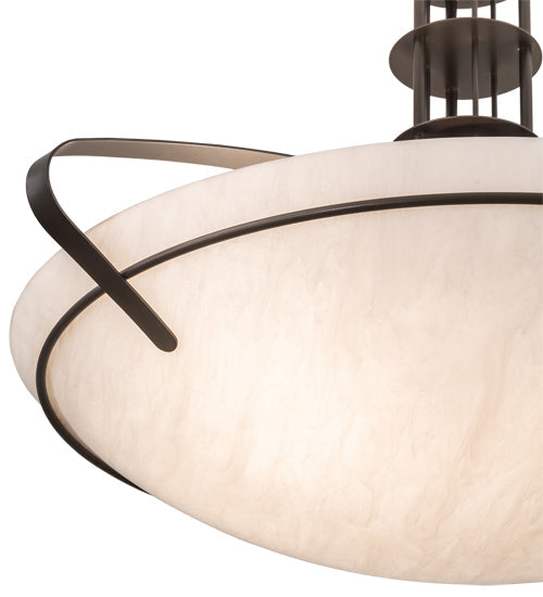 Meyda Lighting Sadie 40" 6-Light Bronze Inverted Pendant Light With Whitestone Idalight Shade