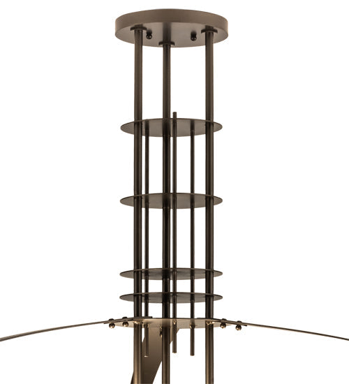 Meyda Lighting Sadie 40" 6-Light Bronze Inverted Pendant Light With Whitestone Idalight Shade