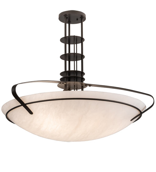 Meyda Lighting Sadie 40" 6-Light Bronze Inverted Pendant Light With Whitestone Idalight Shade