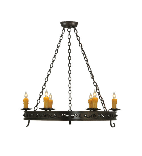 Meyda Lighting Sagebrush 36" 6-Light Gilded Tobacco Chandelier With Amber Faux Candlelight