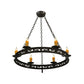 Meyda Lighting Sagebrush 36" 6-Light Gilded Tobacco Chandelier With Amber Faux Candlelight