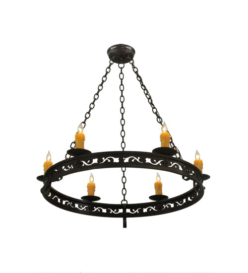 Meyda Lighting Sagebrush 36" 6-Light Gilded Tobacco Chandelier With Amber Faux Candlelight