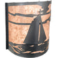 Meyda Lighting Sailboat 12" 2-Light Nickel Wall Sconce With Silver Mica Shade Glass