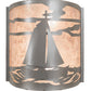 Meyda Lighting Sailboat 12" 2-Light Nickel Wall Sconce With Silver Mica Shade Glass