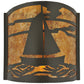 Meyda Lighting Sailboat 12" 2-Light Timeless Bronze Wall Sconce With Amber Mica Shade Glass