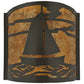Meyda Lighting Sailboat 12" 2-Light Timeless Bronze Wall Sconce With Amber Mica Shade Glass
