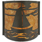Meyda Lighting Sailboat 12" 2-Light Timeless Bronze Wall Sconce With Amber Mica Shade Glass