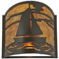 Meyda Lighting Sailboat 12" 2-Light Timeless Bronze Wall Sconce With Amber Mica Shade Glass