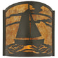 Meyda Lighting Sailboat 12" 2-Light Timeless Bronze Wall Sconce With Amber Mica Shade Glass