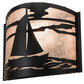 Meyda Lighting Sailboat 12" Textured Black Wall Sconce With Silver Mica Shade Glass