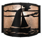 Meyda Lighting Sailboat 12" Textured Black Wall Sconce With Silver Mica Shade Glass