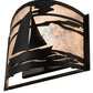 Meyda Lighting Sailboat 12" Textured Black Wall Sconce With Silver Mica Shade Glass