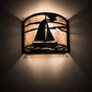 Meyda Lighting Sailboat 12" Textured Black Wall Sconce With Silver Mica Shade Glass