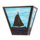 Meyda Lighting Sailboat 13" 2-Light Timeless Bronze Wall Sconce With Sky Blue & Blue Green Ripple Art Shade Glass