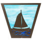 Meyda Lighting Sailboat 13" 2-Light Timeless Bronze Wall Sconce With Sky Blue & Blue Green Ripple Art Shade Glass