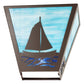 Meyda Lighting Sailboat 13" 2-Light Timeless Bronze Wall Sconce With Sky Blue & Blue Green Ripple Art Shade Glass