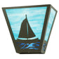 Meyda Lighting Sailboat 13" 2-Light Timeless Bronze Wall Sconce With Sky Blue & Blue Green Ripple Art Shade Glass