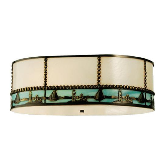 Meyda Lighting Sailboat 18" Brown Sailboat Flushmount Fan Light Shade Glass