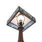 Meyda Lighting Sailboat 19" Antique Brass Mission Accent Table Lamp With Blue & White Shade Glass