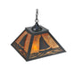 Meyda Lighting Sailboat 22" 2-Light Textured Black Pendant Light With Amber Mica Shade Glass