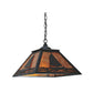 Meyda Lighting Sailboat 22" 2-Light Textured Black Pendant Light With Amber Mica Shade Glass