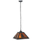 Meyda Lighting Sailboat 22" 2-Light Textured Black Pendant Light With Amber Mica Shade Glass