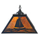 Meyda Lighting Sailboat 22" 2-Light Textured Black Pendant Light With Amber Mica Shade Glass