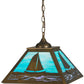 Meyda Lighting Sailboat 22" Antique Copper Pendant Light With Sky Blue and Light Blue Shade Glass